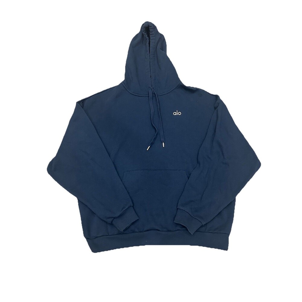 Alo Accolade Hoodie Pullover Navy Athleisure Unisex Medium